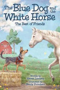 Book cover for the children's chapter book 'The Blue Dog and the White Horse'