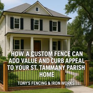 “Iron fence gate installed by Tony’s Fencing and Iron Works, featuring ornamental design and sturdy construction.”