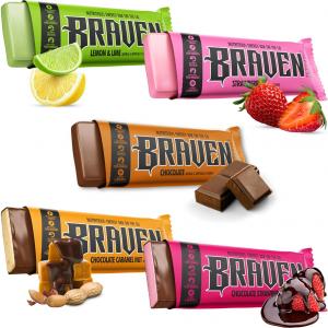 Images of each bar flavor that is included in the Braven Bar Variety Pack