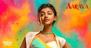 Aaraya, an India-born AI K-Pop artist, promotional image for Colors of India album and photo-essay eBook