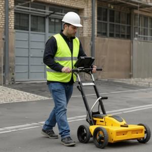 Beyond 811 utility locate Technician using gpr (LEICA DS2000)