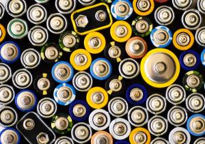 Top view of a pile of batteries