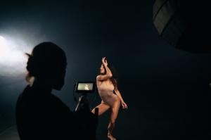 Behind the scenes with Kylie Shea and cinematographer Aislyn Murray, lit by Harlowe