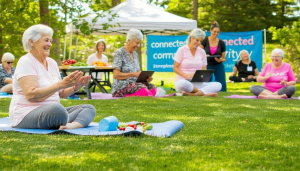 Image of seniors in a park on a warm sunny day in a Connected Community Event