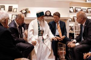 President Oancia and Greg Mitchell with His Holiness Hajji Dede Baba Edmond Brahimaj, leader of the Religious Order of the Bektashi