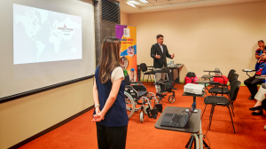 Even Koh, Group General Manager of Robotimize Group, delivers a presentation on advanced rehabilitation technologies during the CME session at Cheras Rehabilitation Hospital.