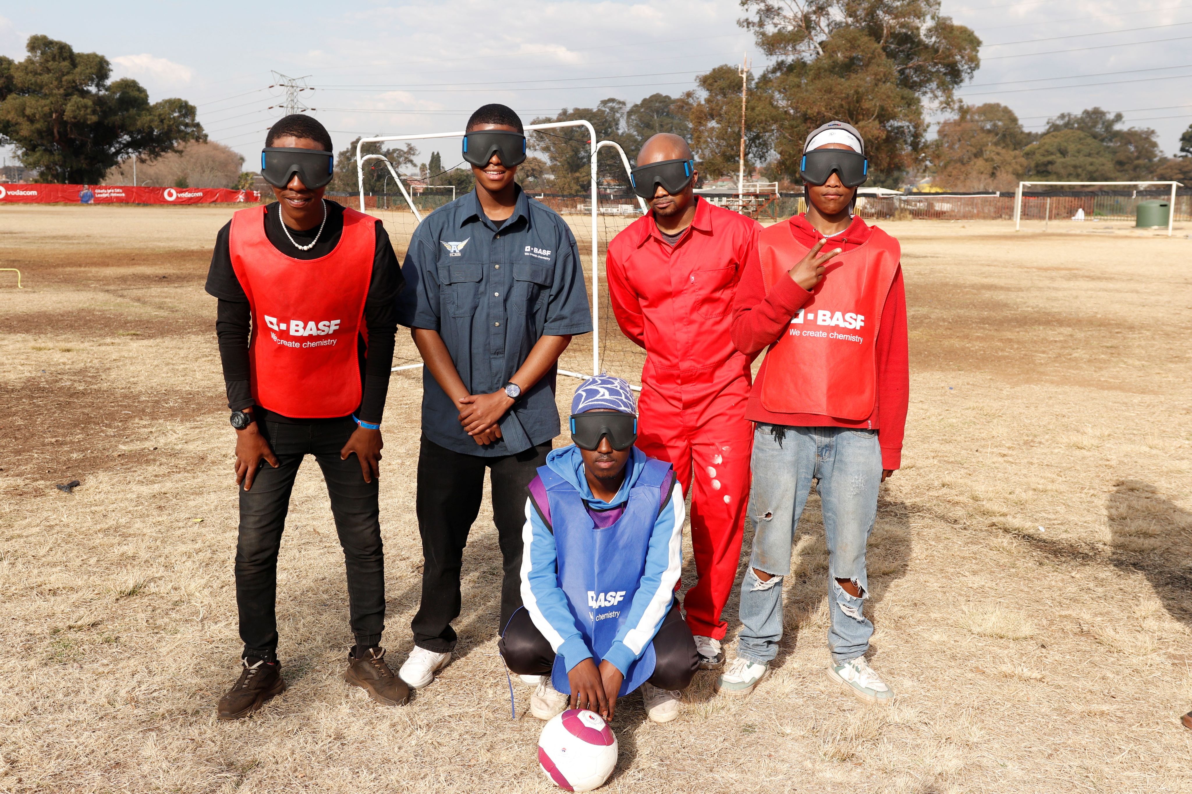To wrap up the day at the Corinthians Africa event, in a heartwarming display of inclusion and camaraderie, BASF team faced off with the community in a friendly blind soccer match.