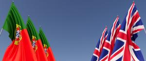 Portugal flags and UK flags