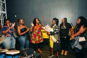Lovaeta Amoako receiving recognition at a LOCnificent Fest event in Brooklyn, NY