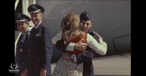 This images show a Vietnam War POWs returning home after years in captivity at the infamous "Hanoi Hilton". He's being reunited with his family.