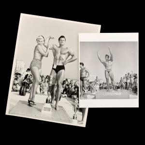 2 Bruce Bellas (1909-1974) photos taken at Muscle Beach in Los Angeles and featuring ‘Mr. Muscle Beach 1957.’ Provenance: Bruce Bellas archive. Estimate: $400-$600