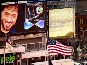 Wolfgang Hildebrandt is featured singing "Let's Stay Together," on a video on Times Square Billboard in New York City