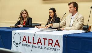 Taliy Shkurupiy, OSINT Analyst and Human Rights Activist speaking at the Congressional Briefing held by ALLATRA, “Cognitive Warfare: Influence, Info-Terrorism, and Manipulation,” at the Rayburn House Office Building, Washington, D.C.