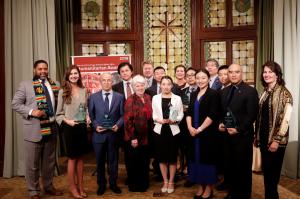 Awardees and speakers at the Church of Scientology National Affairs Office Humanitarian Awards 2019 Celebration, October 9, 2019.