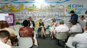 Panelists at the COP30 Launch of ProUrbano speaking