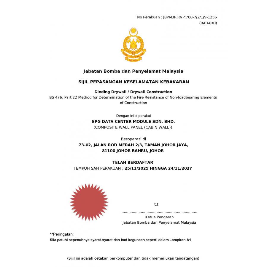 EPG Secures BOMBA certification, Strengthening Malaysia's Role as a ...